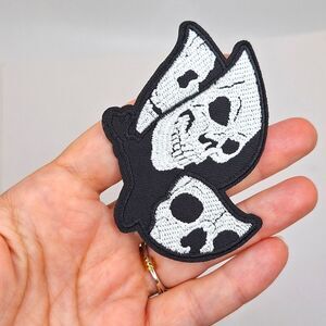 Skull butterfly patch iron on wearable art accessory